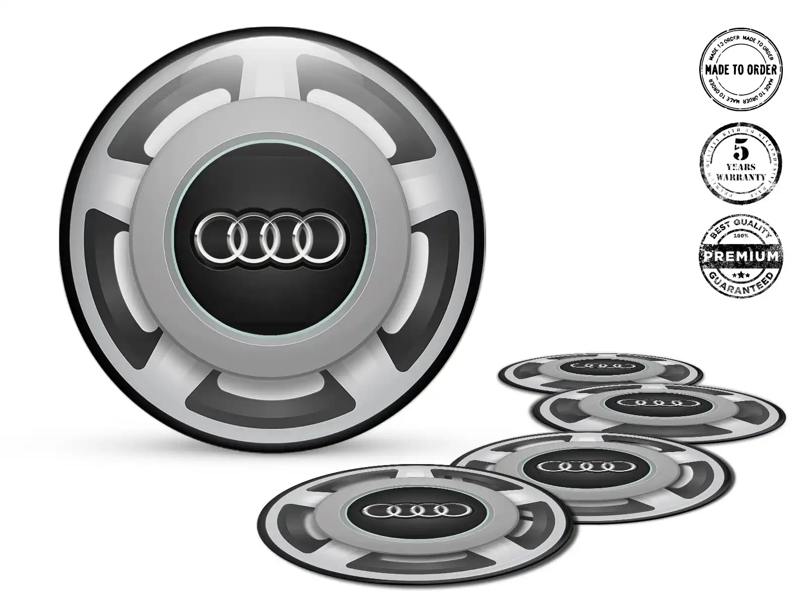 Audi Pegatina de Tapacubos Edición Estilo de Cúpula Estilo